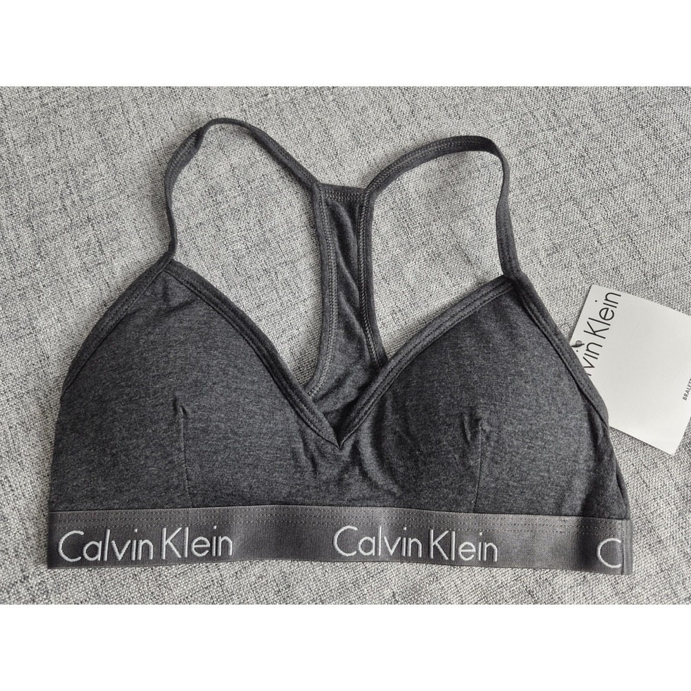 Calvin Klein Small Petite Gray Racer Back Bralette QP16680 NEW Lightly Padded